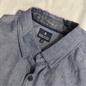 Roark Revival short sleeved button front shirt, size M, blue, cotton, casual